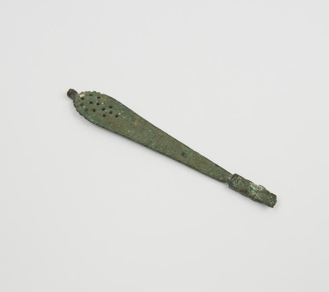 Flat bronze object, perhaps a handle (?), Roman