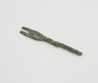 Two pronged fork with twisted stem