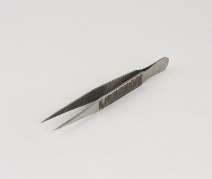 Spring-action forceps, steel, inscribed Swiss, 19th century