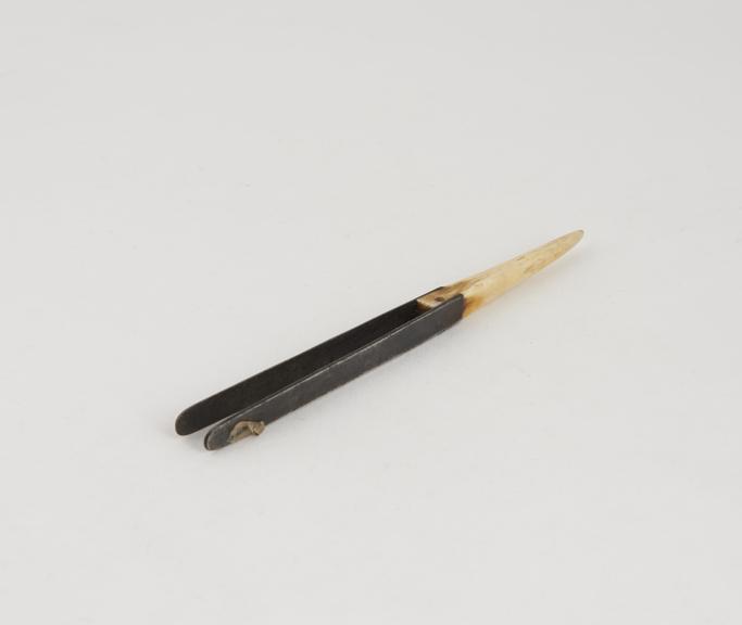 Tweezers, steel and ivory, by Mechi of London, 19th century