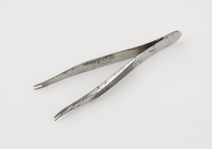 Clover suture forceps, steel, by Mayer and Meltzer of London