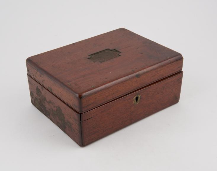 Case for surgical instrument(?), mahogany, velvet lined