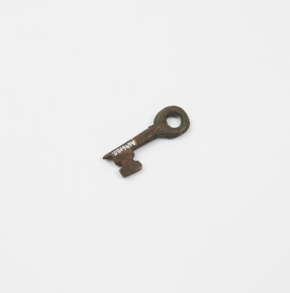 Small key, bronze, found in London, English, 1000-1800