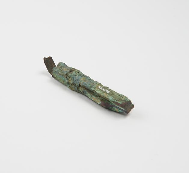 Handle(?), part of unidentified instrument, bronze, Roman(?)