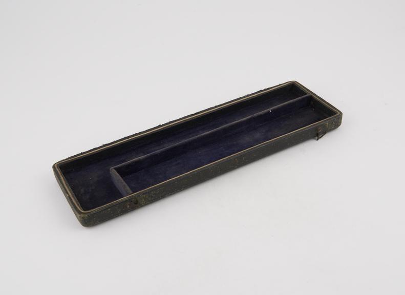 Case for surgical instrument, no lid, velvet lined leatherette