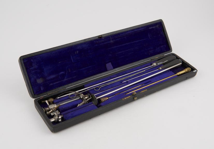 Set of exploring trocars and cannulae, cased, by Charles Baker