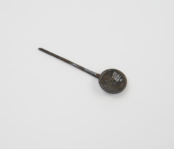 Metal spoon, round bowl straight stem, possibly Greek or Roman