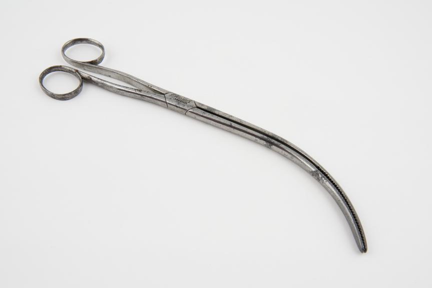 Laryngeal forceps, steel, by Lindsey of London, mid 19th century