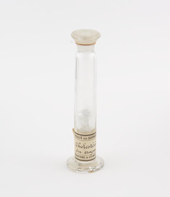 Glass specimen jar containing Cholesterine du erapand