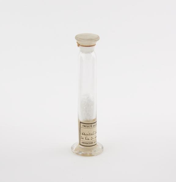 Glass specimen jar containing Acetal divalerique de la
