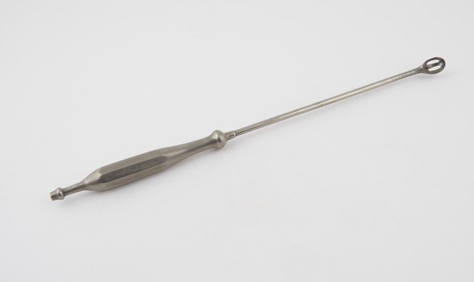 Curette, flushing, steel, European, late 19th century