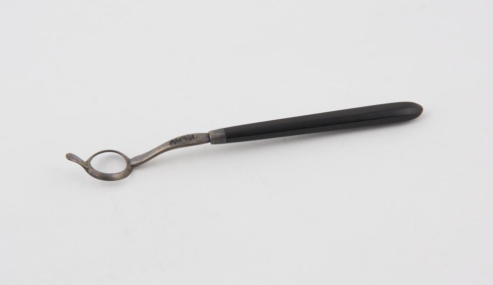 Curette(?), steel shaft, ebony handle, probably French