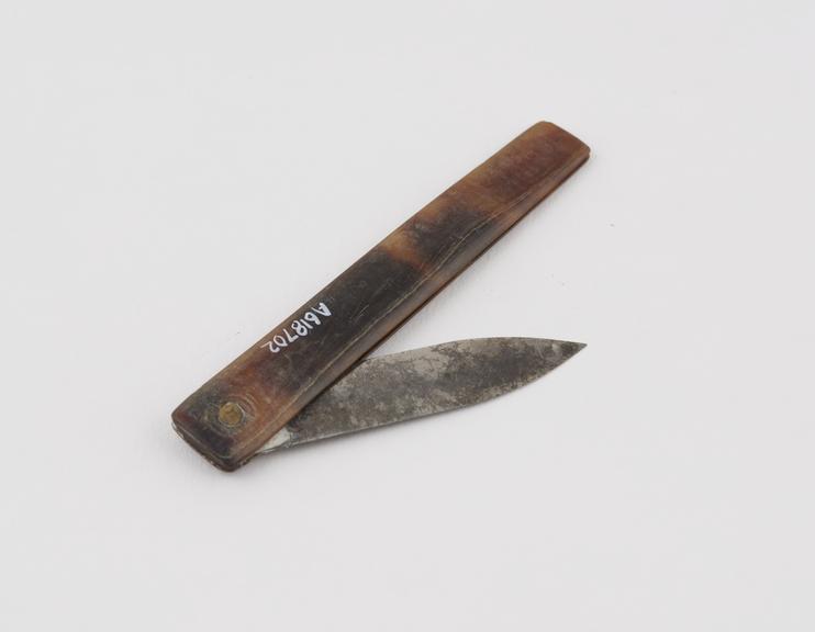 Lancet, steel, in tortoiseshell sheath, by Quiney, British