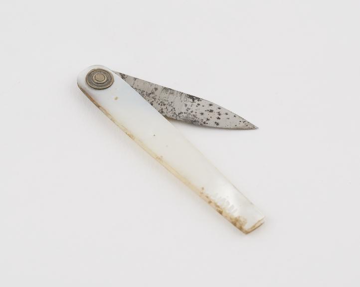 Lancet, steel, in mother-of-pearl sheath, made by or in Paris