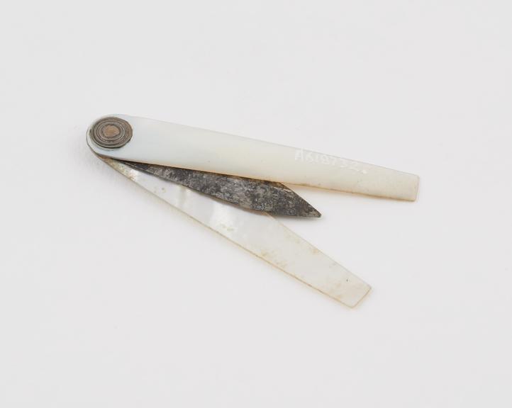 Lancet, steel, in mother-of-pearl sheath, 18th century