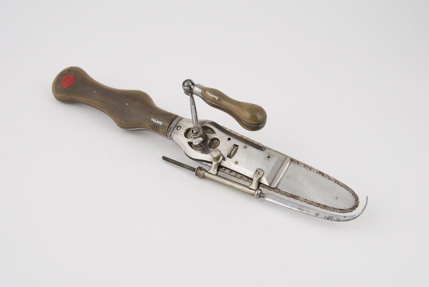 Heine's resection saw, steel with horn handles, Europe