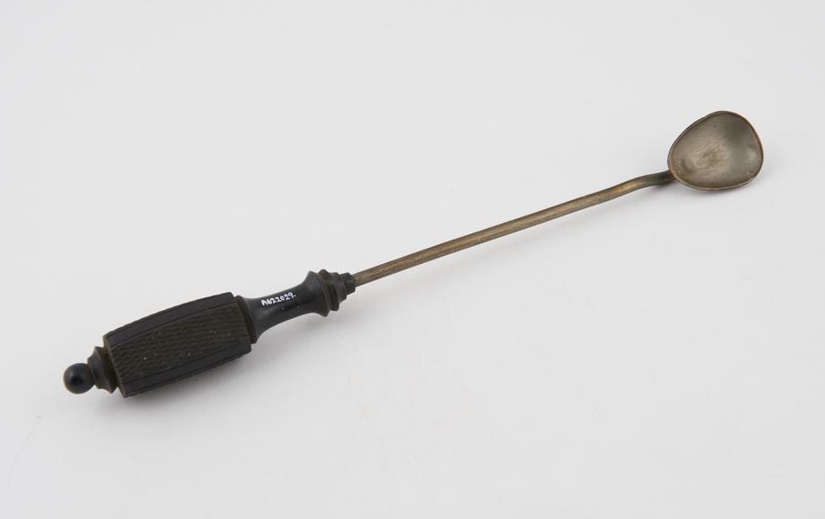 Uterine scoop(?), steel and ebony, 19th century