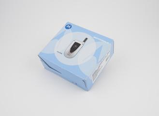 Original packaging and instructions for Motorola V66 mobile phone, 2001-2004