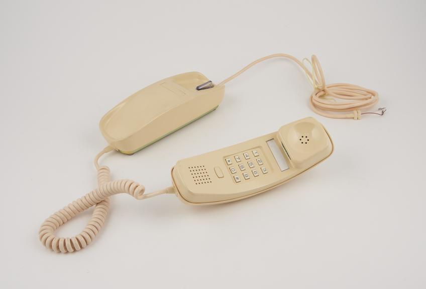 Telephone handset, peach, push button