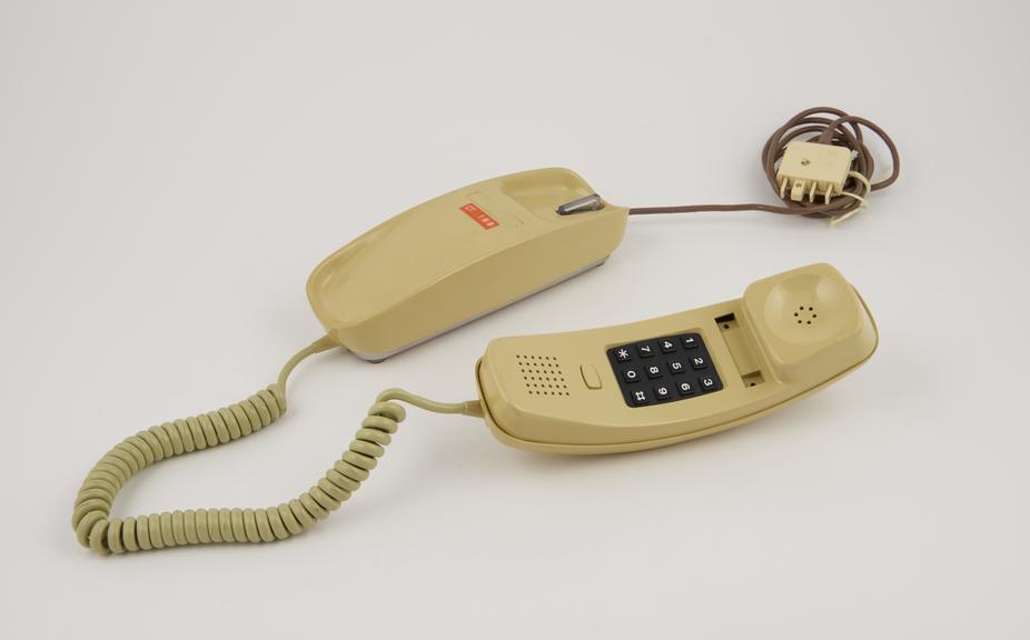 Telephone handset, green,  push button