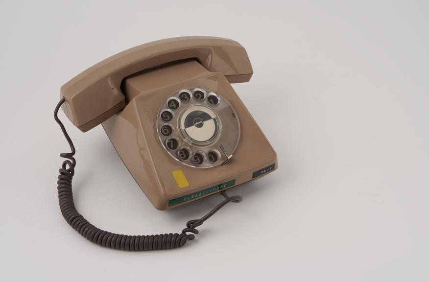 Telephone handset, dial, two-tone brown