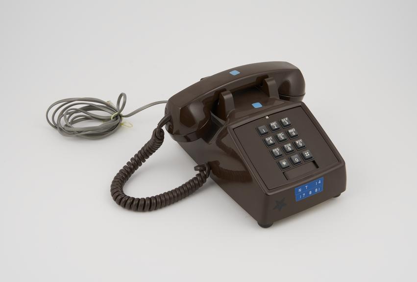 Telephone handset, push button, dark brown