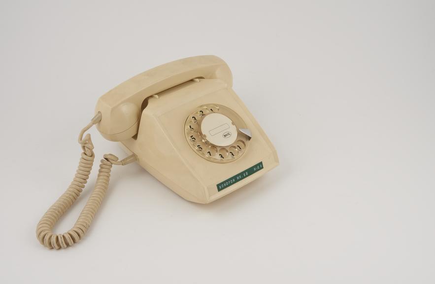 Telephone handset, beige, dial, model Sonofon, Mk IIB