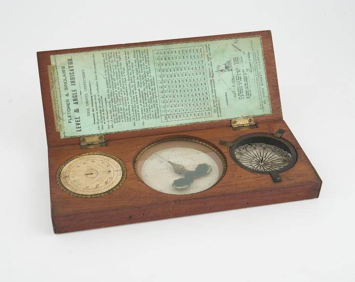 Level and angle indicator by Fletcher and Sinclair, 1860-1910