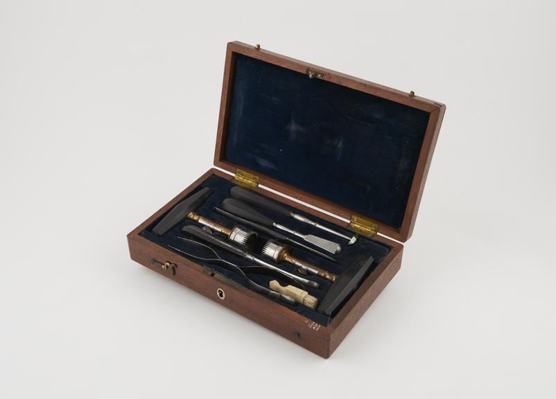 Trephination set, cased, English, 19th century