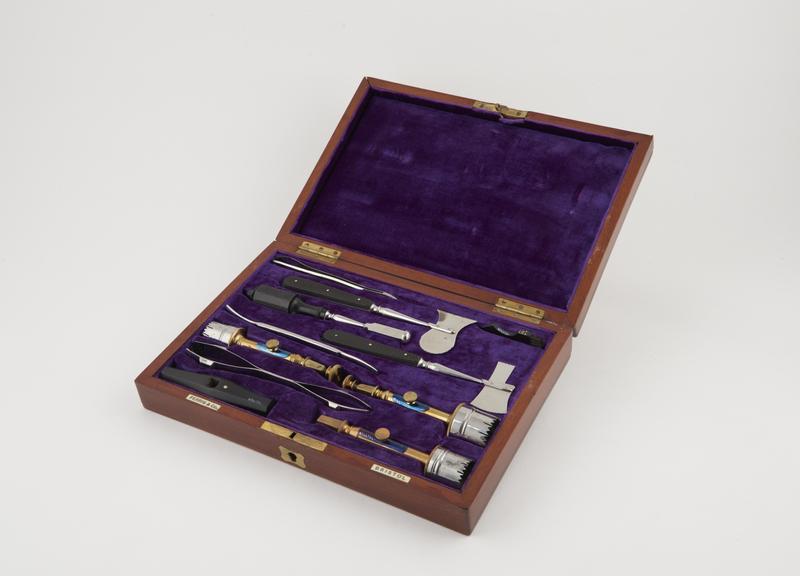 Trephination set, cased, by Ferris and Co., English, 1893-1930