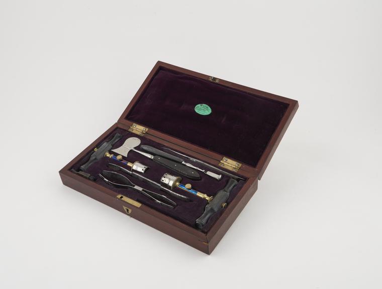 Trephination set, cased, by Plum, English, 1822-1930