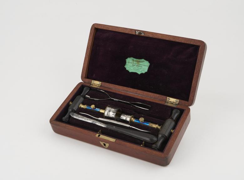 Trephination set, cased, by J. and J. Arnold, English, 1837-1845