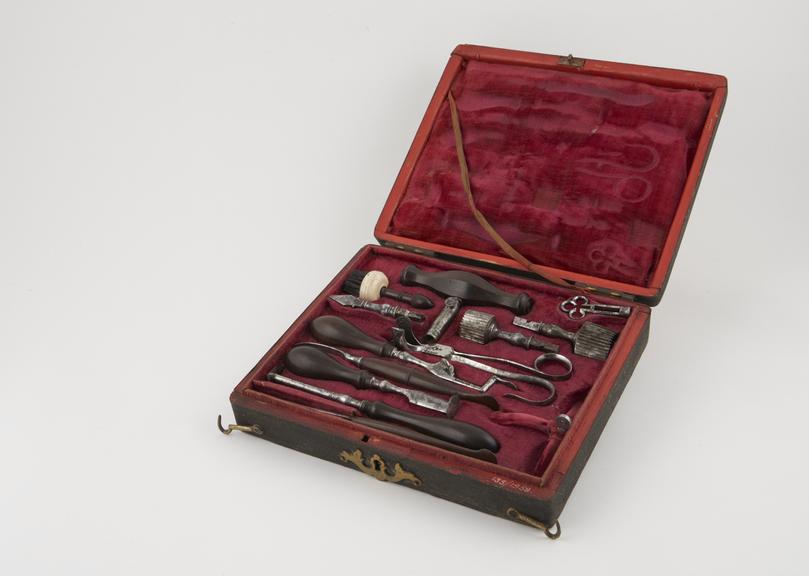 Trephination set, cased, English