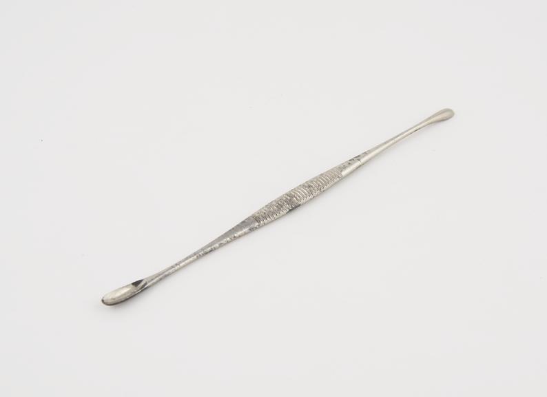 Double ended bone scoop, early 20th century, nickel plated steel