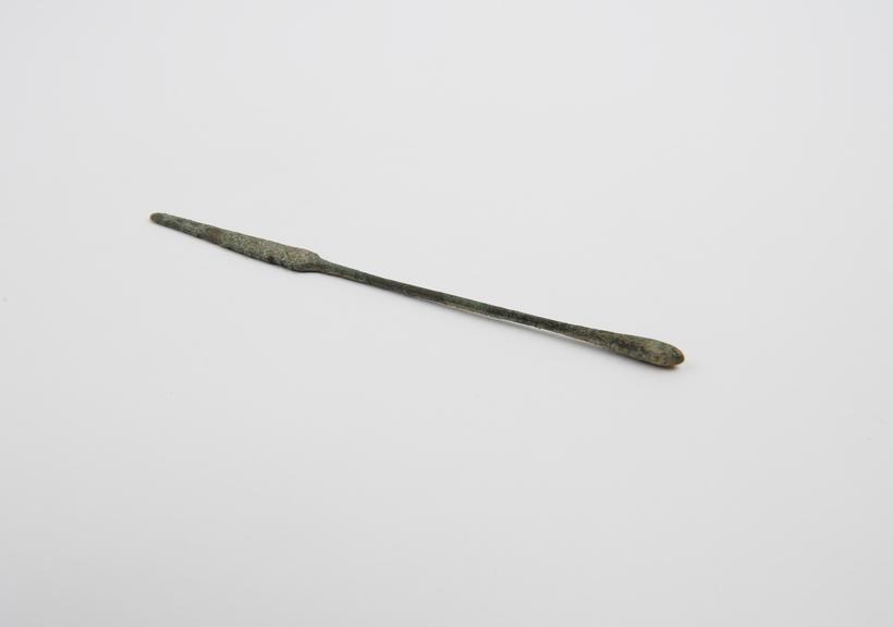 Combined spatula and olive-ended probe, bronze, Roman