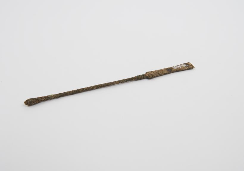 Combined spatula and olive-ended probe, bronze, found in Cyprus