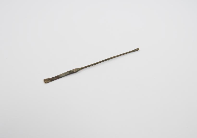 Combined spatula and olive-ended probe, bronze