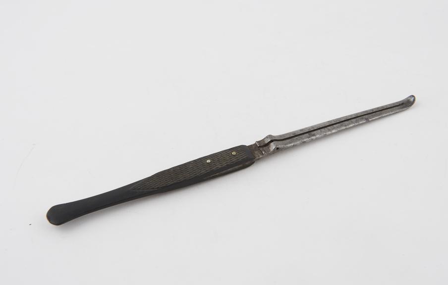 Hernia director, steel and ebony, by Ferguson of London