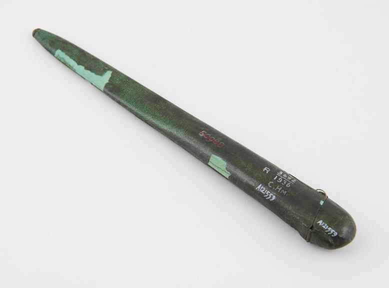 Case for lancet, empty, green fishskin, French, 1750-1850