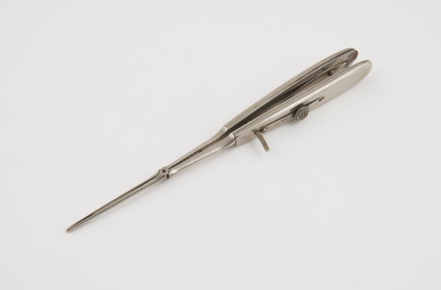 Nasal(?) forceps, nickel plated steel, by Aubry, Paris