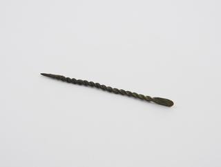Needle, double helical wire stem, bronze, Roman