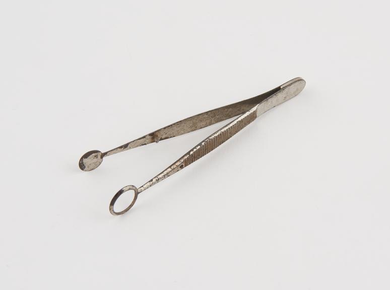 Forceps, nickel plated steel, possibly English, 1920-1950