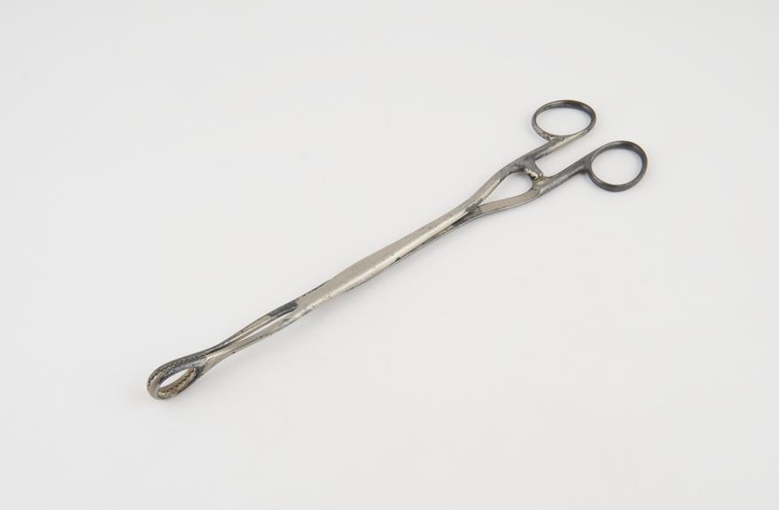 Uterine forceps, steel, plated, probably British, 1880 to 1920