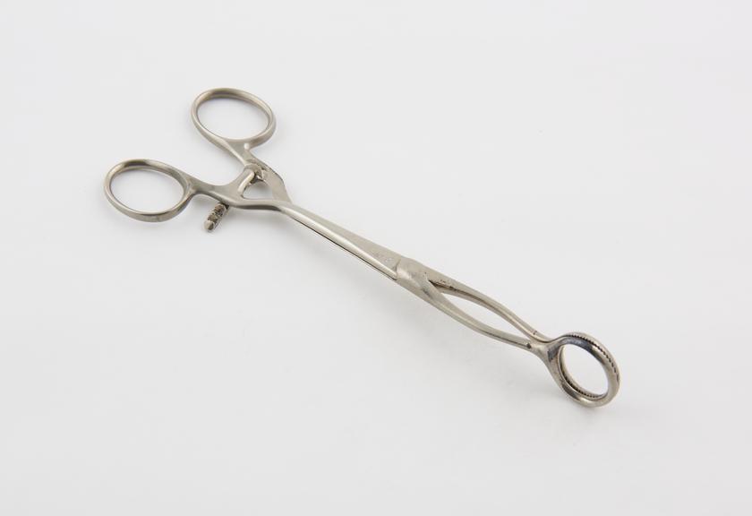 Tongue forceps, steel, nickel-plated, early 20th century