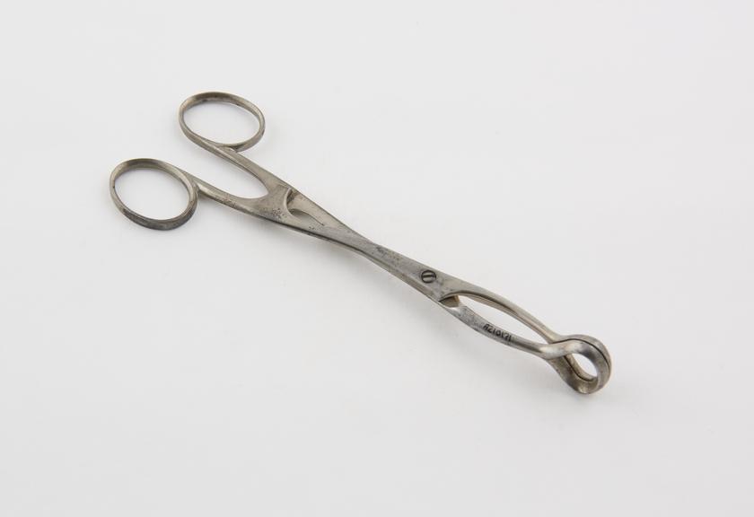 Tongue forceps, steel, by McQueen and Son of Edinburgh