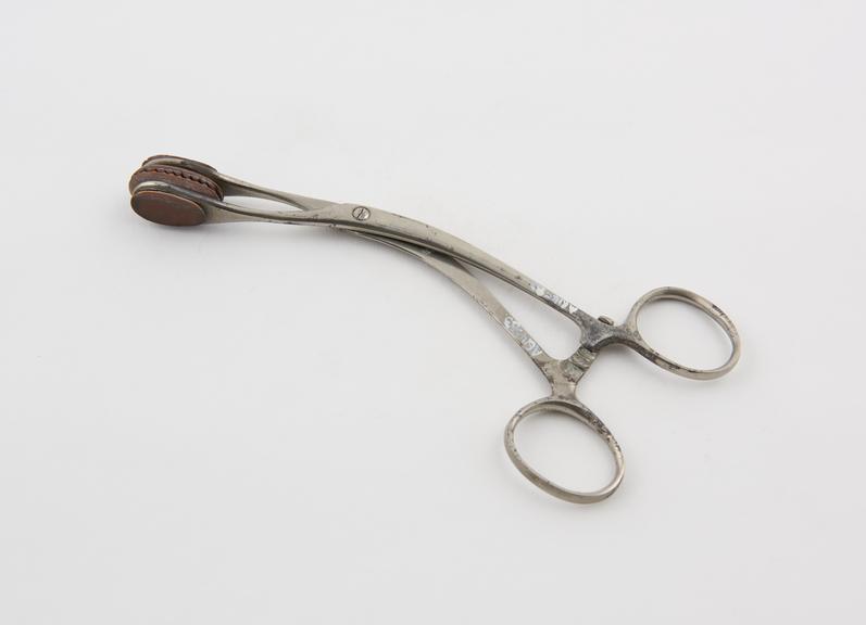 Young's tongue forceps, steel, plated, 1881-1920