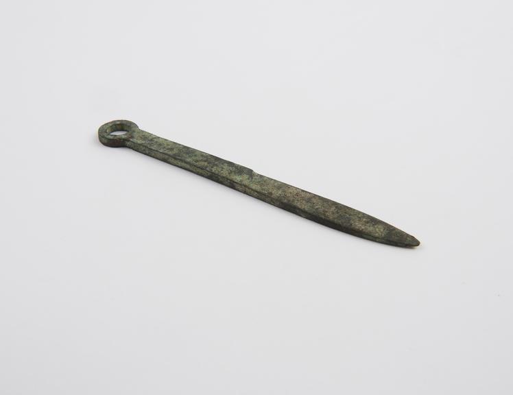 Knife(?) or spatula(?) with loop end, bronze, Roman