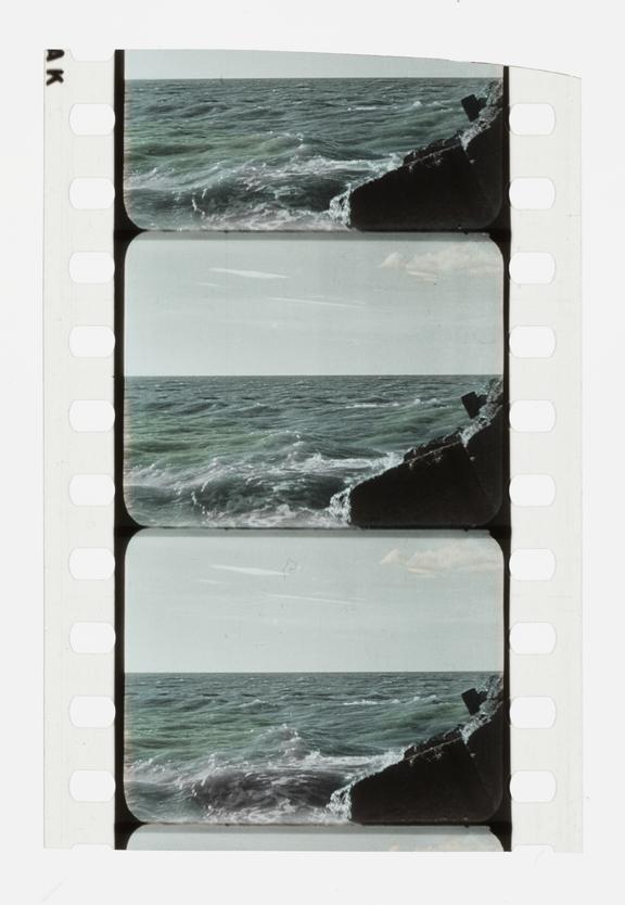 Two and a half frames of silent 35mm stencil colour positive