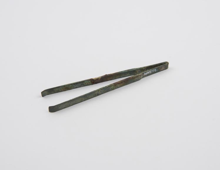 Depilatory forceps, bronze, encrusted, Capparoni collection