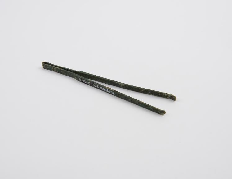 Forceps, bronze, encrusted, Roman, 199BC-500AD